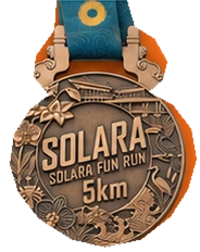 Bronze-coloured SOLARA 5 kilometre finisher medal