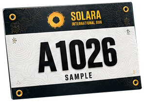 Illustrative SOLARA race bib with sample number A1026