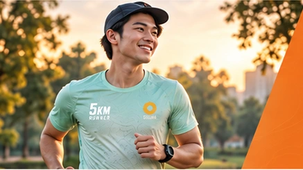 Runner in the approved mint green SOLARA 5 kilometre jersey